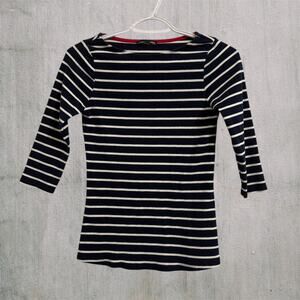 ZARA Blue White 3/4 Sleeve Women Small Top Nautical Style Workwear Office Casual